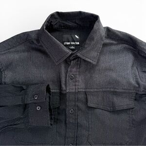 Stone Falcon Mens Medium Black Button Down Shirt Long Sleeve Utility Casual
